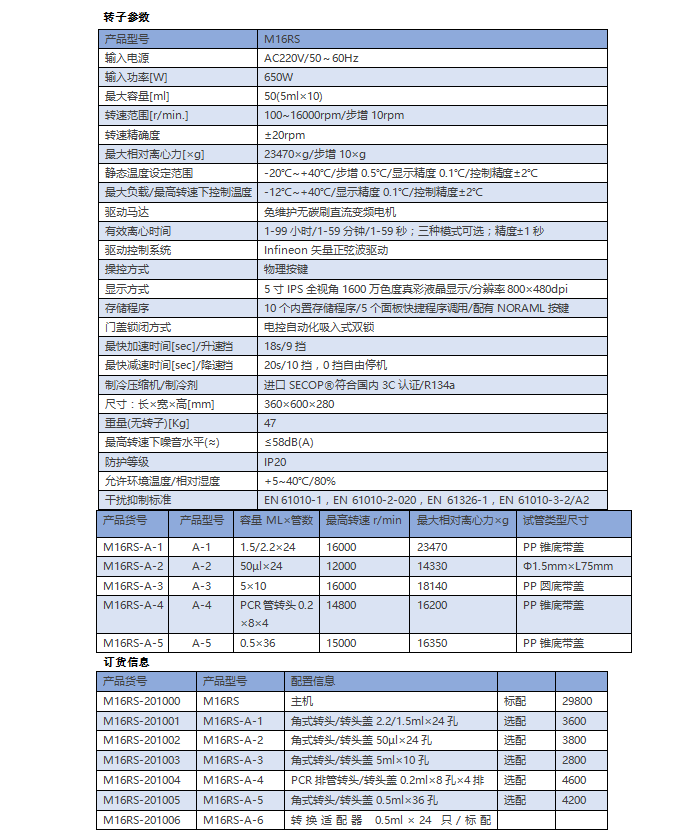 M16RS 高速冷冻离心机(图2)